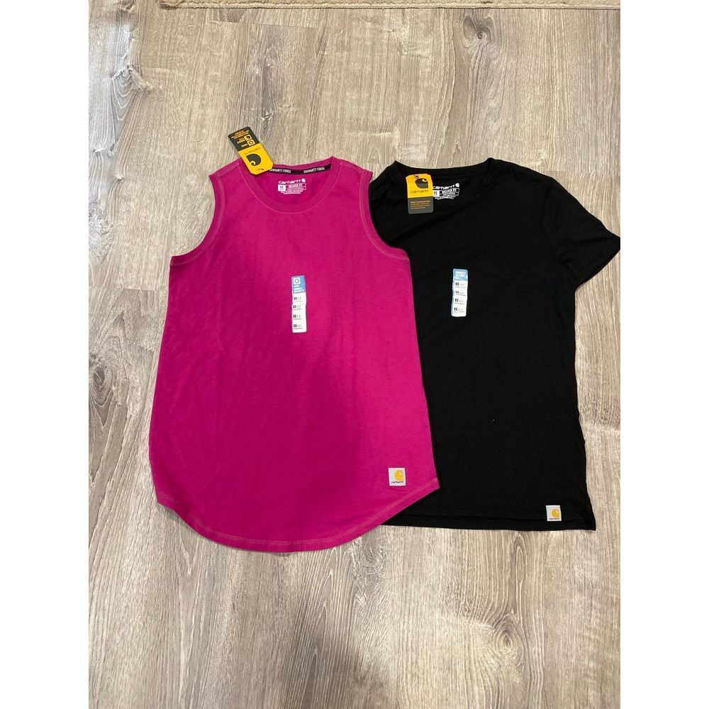 Carhartt in motion Bright Pink Sleeveless Tank & Black Short-Sleeve Tee Duo